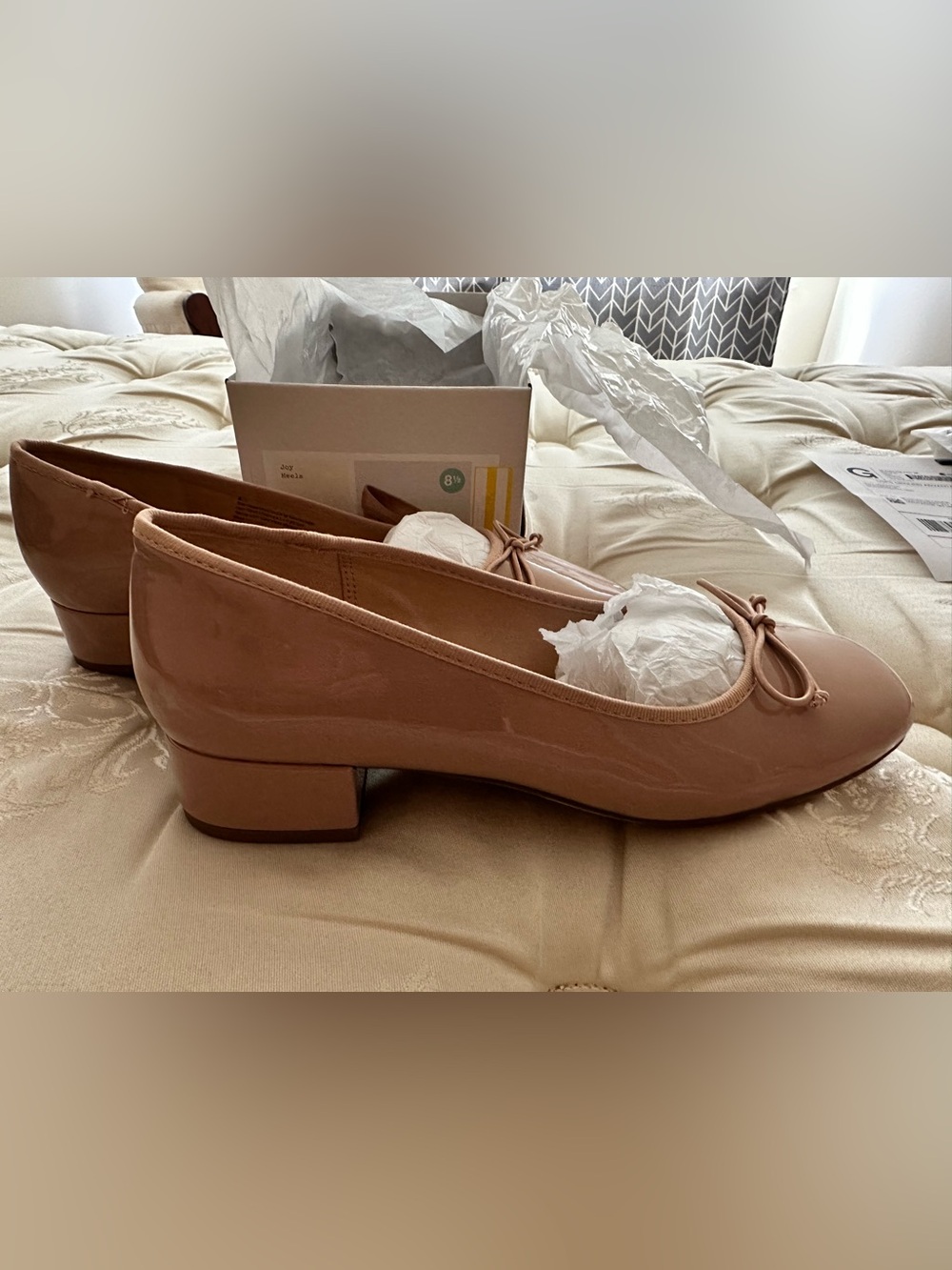 a new day Blush Patent Ballet Pump with Low Block Heel